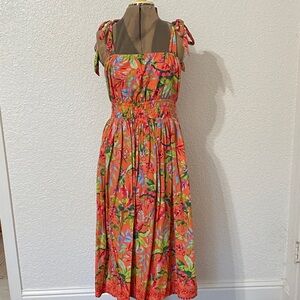 Lands' End Vibrant Floral Midi Dress